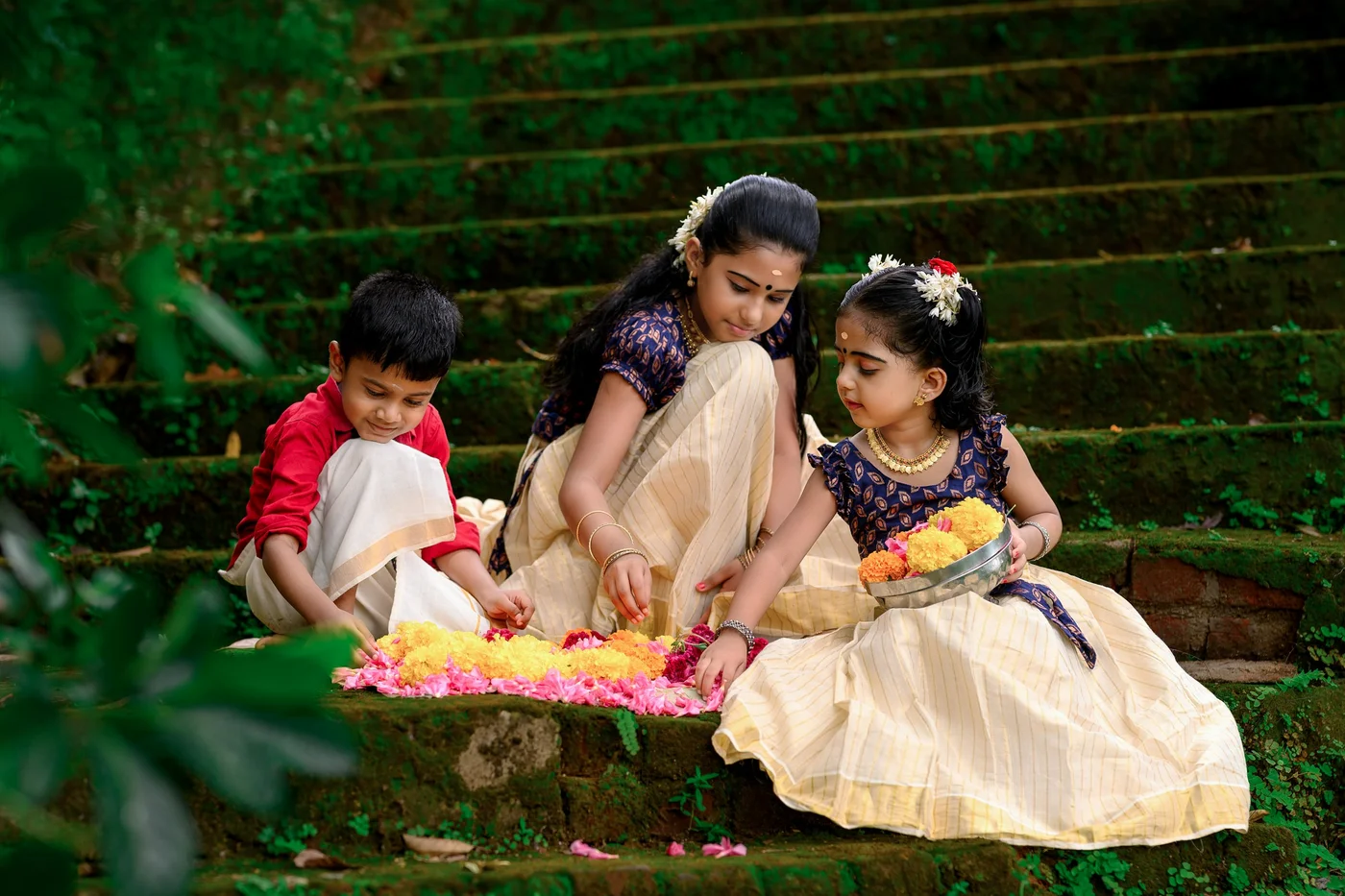 Festive flower petals arranged for a celebration day